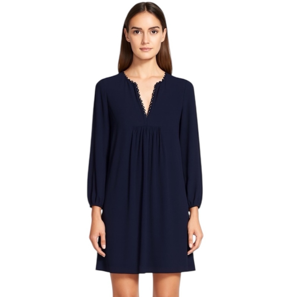 DVF Diane Von Furstenberg Aria Navy Chiffon Tunic Dress Size 2